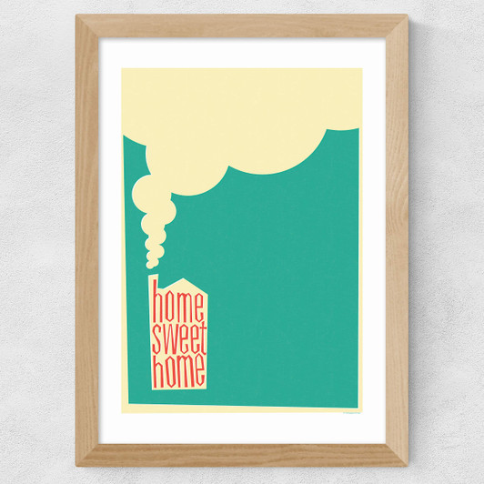 Retro Style Home Sweet Home Wide Oak Frame