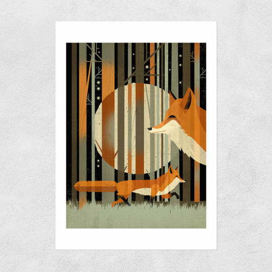 Midnight Foxes Unframed Print