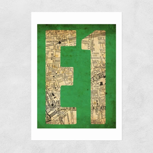 E1 Postcode Map Unframed Print