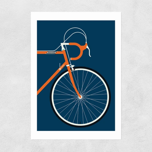 Orange Coloured Race Bike Unframed Print