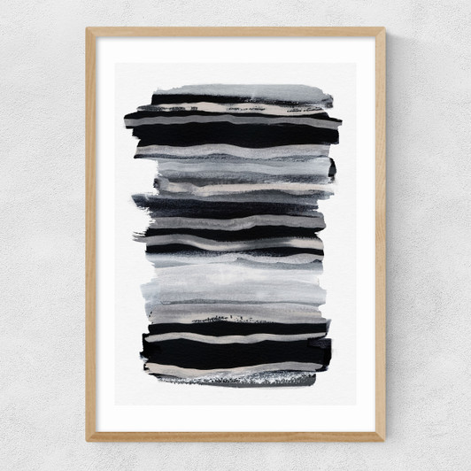 Abstract Brush Strokes 68 Narrow Oak Frame