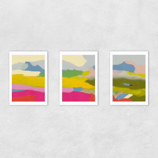 Landschaft Bunt Triptych Unframed Print