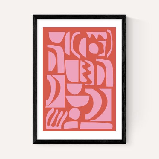 Abstract Shapes 21 in Pink and Red