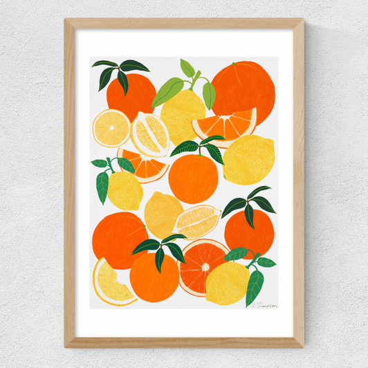 Orange and Lemon Harvest Medium Oak Frame