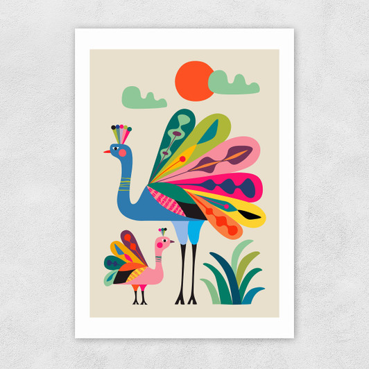Peacocks Rachel Lee Unframed Print