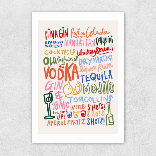 Colourful Cocktails Unframed