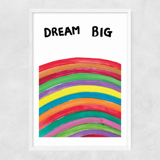 Dream Big Rainbow Narrow White Frame