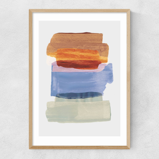 Abstract Brush Strokes 49 Narrow Oak Frame
