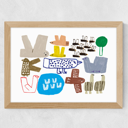 Bird Farm Wide Oak Frame