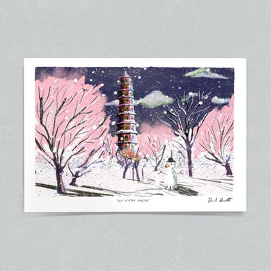 Kew Winter Pagoda Unframed Print
