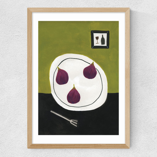 Figs for Breakfast Medium Oak Frame