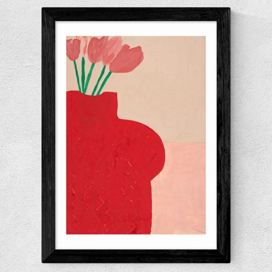 Red Bust Vase Wide Black Frame