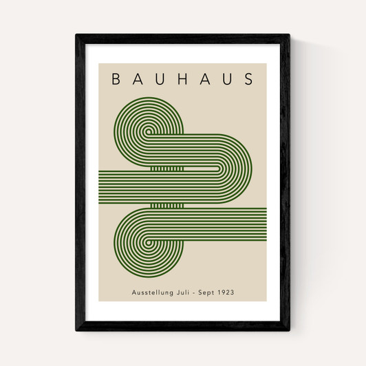 Bauhaus Green Curved Stripes