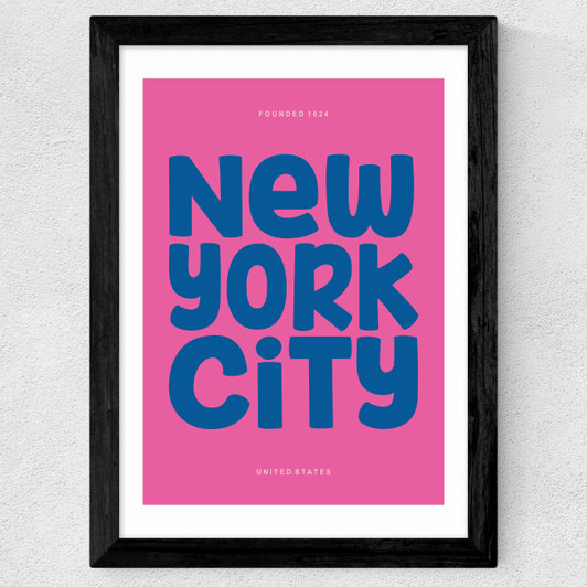 New York Typography Wide Black Frame