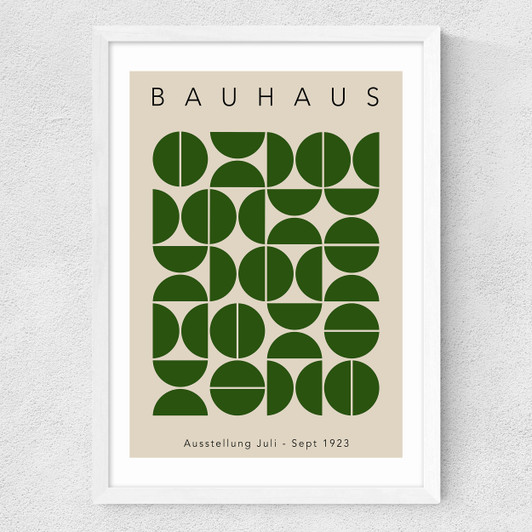 Bauhaus Green Semi Circles Medium White Frame