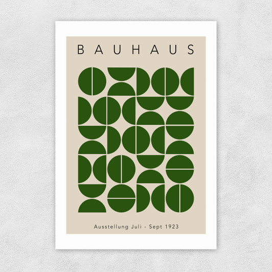 Bauhaus Green Semi Circles Unframed Print