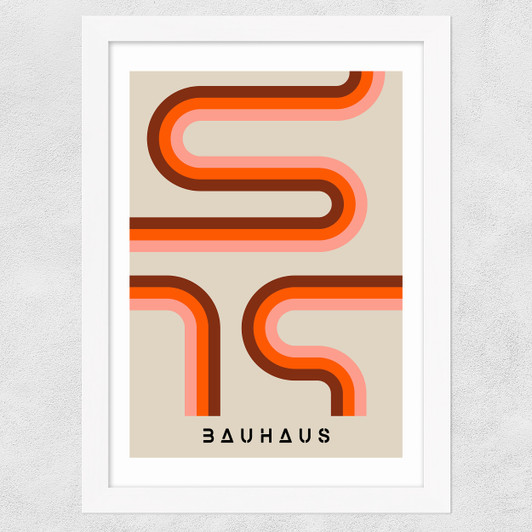 Bauhaus Retro Stripes Wide White Frame