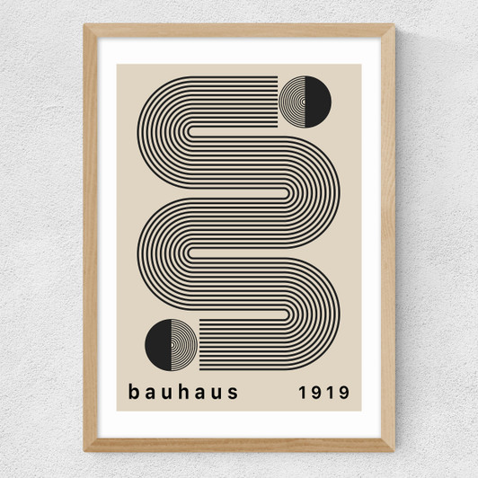Bauhaus Black Stripes Medium Oak Frame