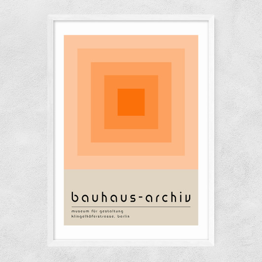 Bauhaus Orange Squares Narrow White Frame