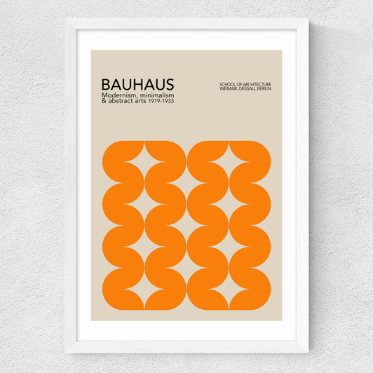 Bauhaus Orange Curves Medium White Frame