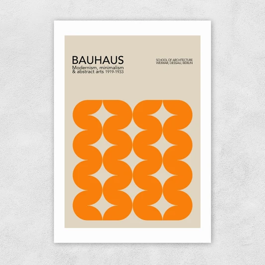 Bauhaus Orange Curves Unframed Print