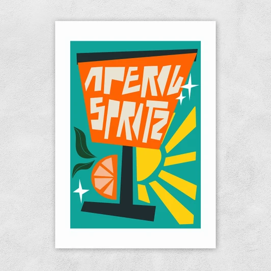 Aperol Spritz Blue Unframed Print