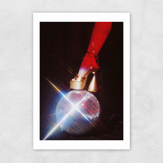 Groovy Disco Ball Shoe Unframed Print