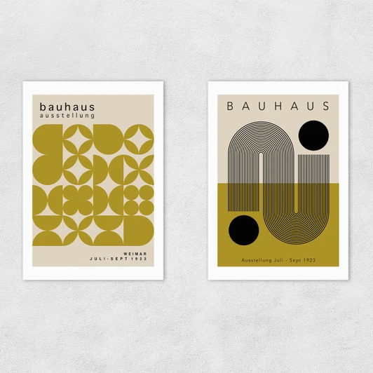 Olive Bauhaus Set Unframed Print