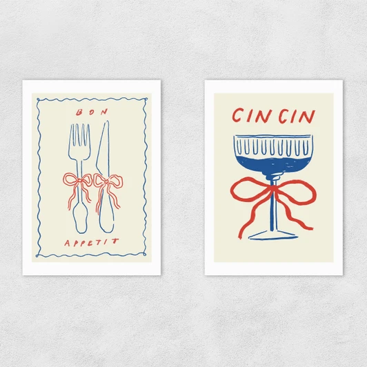 Dinner Party Set of 2 Unframed Print