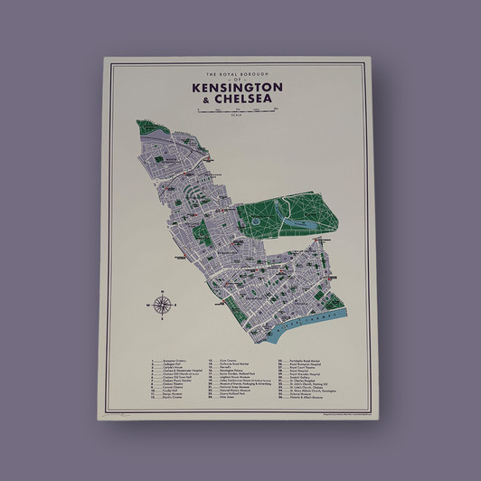 Kensington & Chelsea London Borough Map by Mike Hall - Art Print - East End Prints Unframed Print