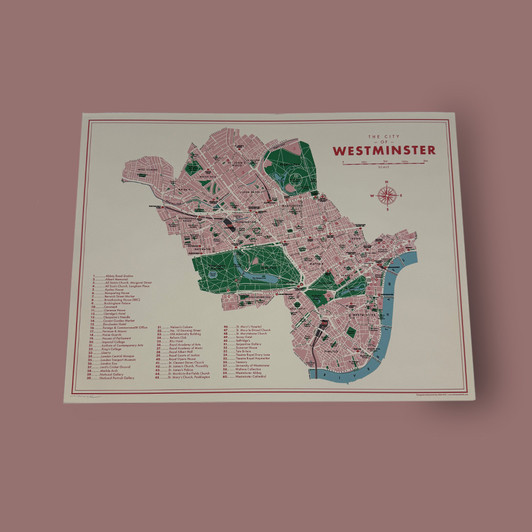 Westminster London Borough Map by Mike Hall - Art Print - East End Prints Unframed Print