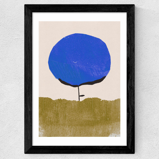 Blue Flower Wide Black Frame