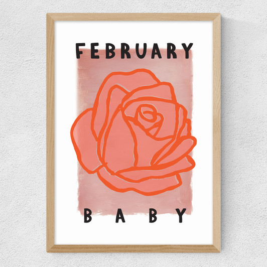 February Baby Medium Oak Frame