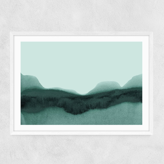 Abstract Landscape Green Narrow White Frame