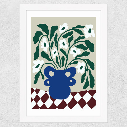 Greenery In A Vase Wide White Frame