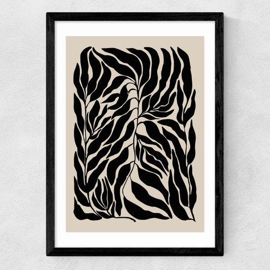 Black Botanical Poster Medium Black Frame