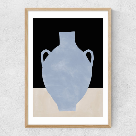 Blue Still Life I Narrow Oak Frame