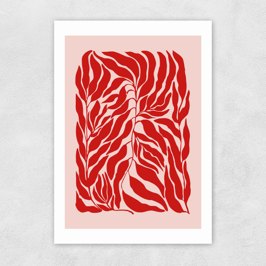 Pink & Red Botanical Poster Unframed Print