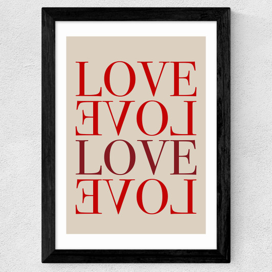 Love Typographic Wide Black Frame