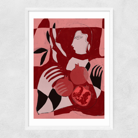 Pomegranate of the Soul II Narrow White Frame