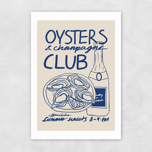 Oysters & Champagne Club Unframed Print