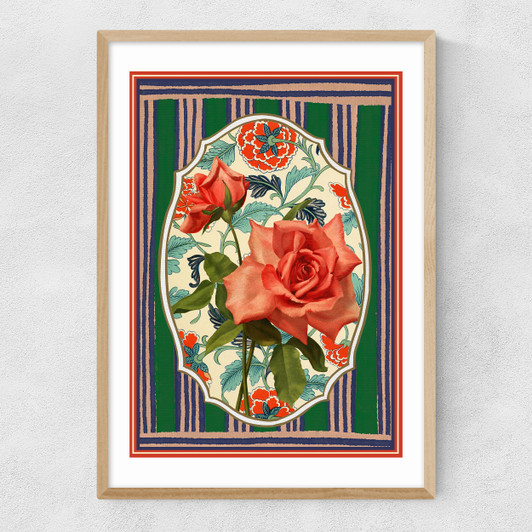 Flora & Pattern V Narrow Oak Frame