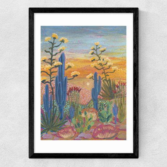 Saguaro Cactus Medium Black Frame