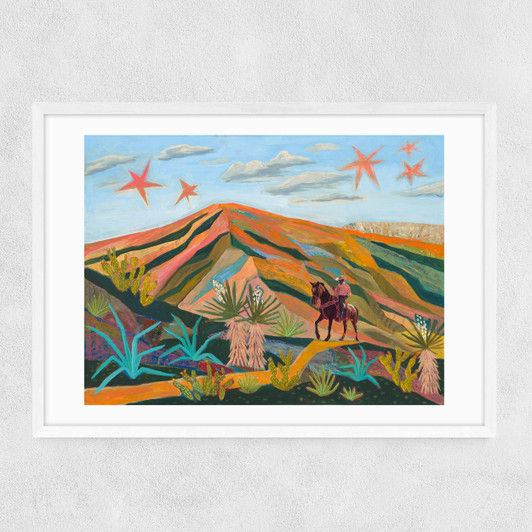 Mountain And Stars Narrow White Frame