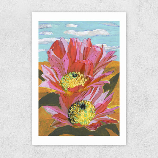 Pink Desert Cactus Flower Unframed Print