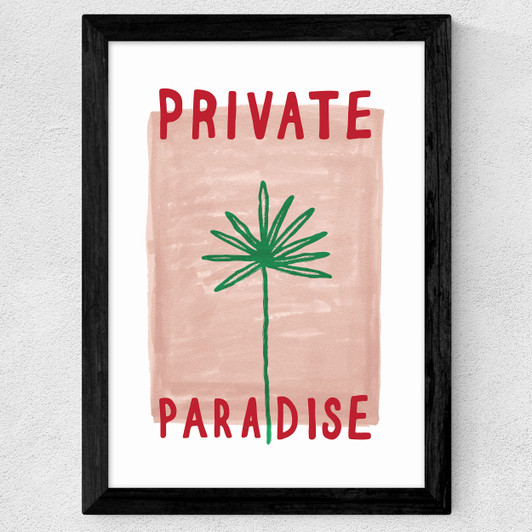 Private Paradise Palm Wide Black Frame