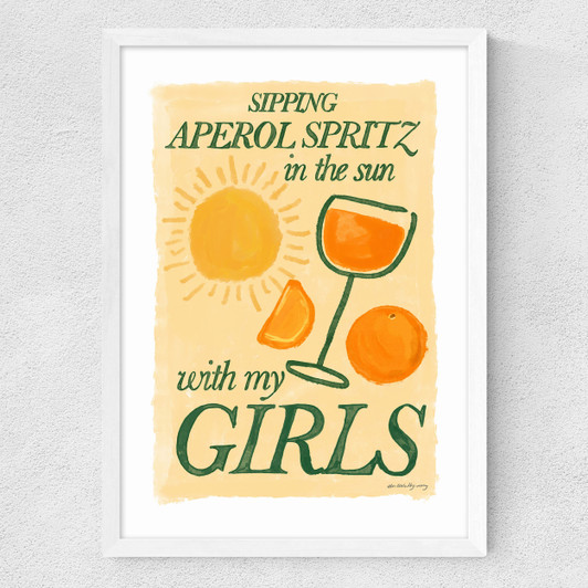 Aperol Spritz with My Girls Medium White Frame