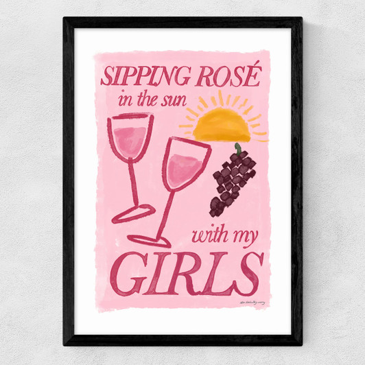 Rose in the Sun with My Girls Medium Black Frame