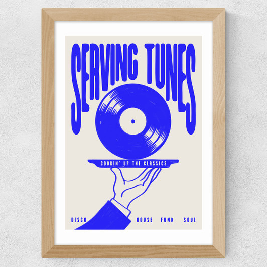 Serving Tunes Wide Oak Frame