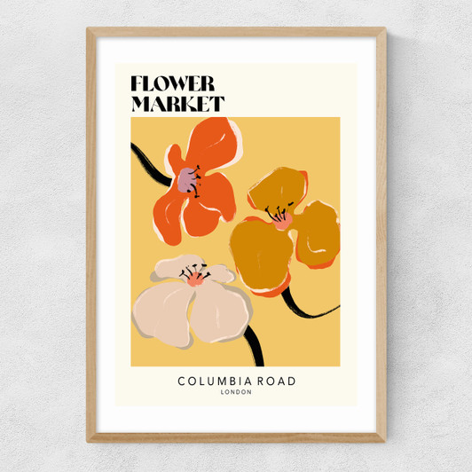 Columbia Road: Warm Blooms Narrow Oak Frame